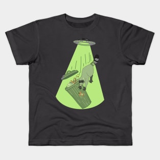 UFO Abducting Raccoon Kids T-Shirt